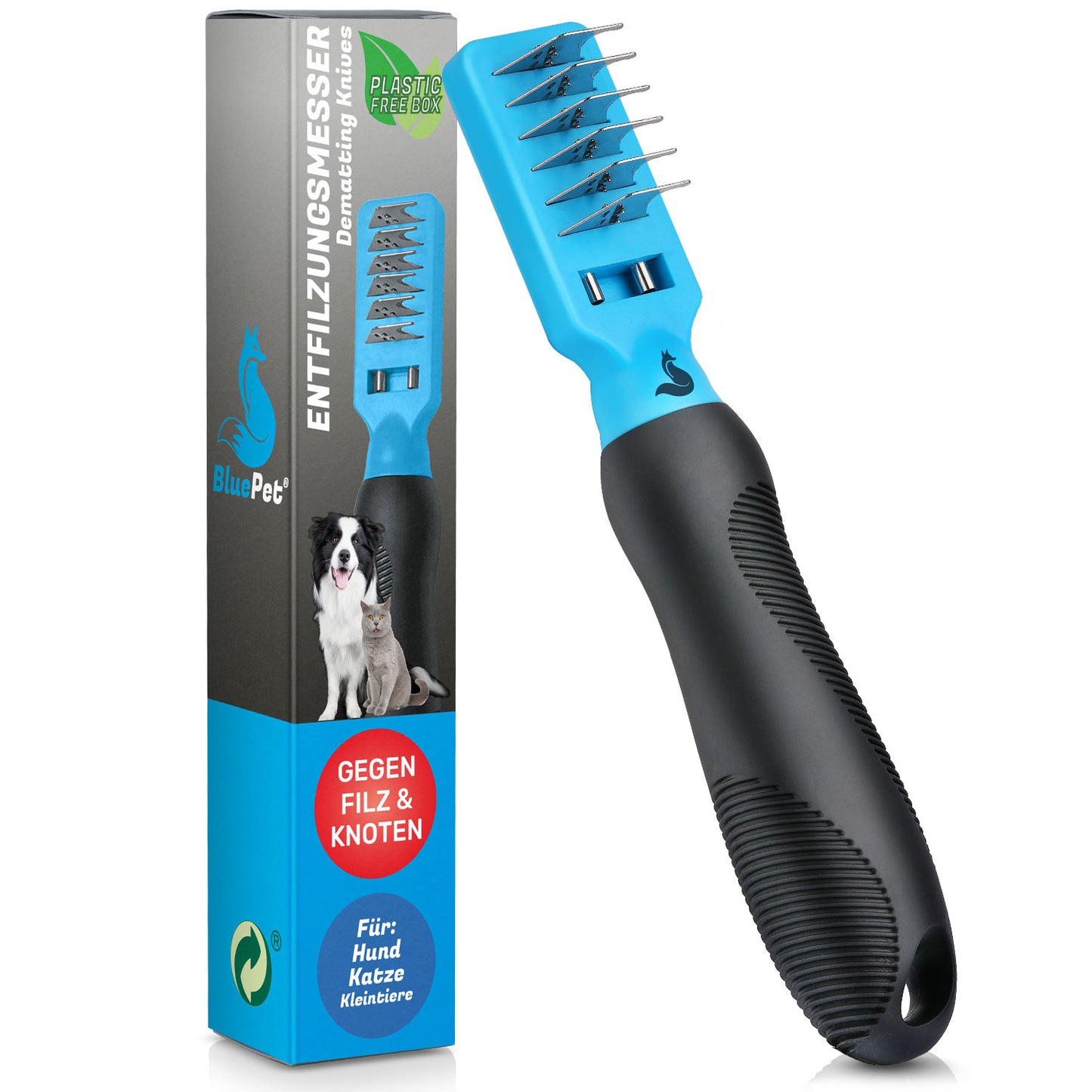 Entfilzungskamm Entfilzungsstriegel Trimmesser für alle Hunde und Katzen Rassen zur Entfernung von Knoten und Filz im Fell