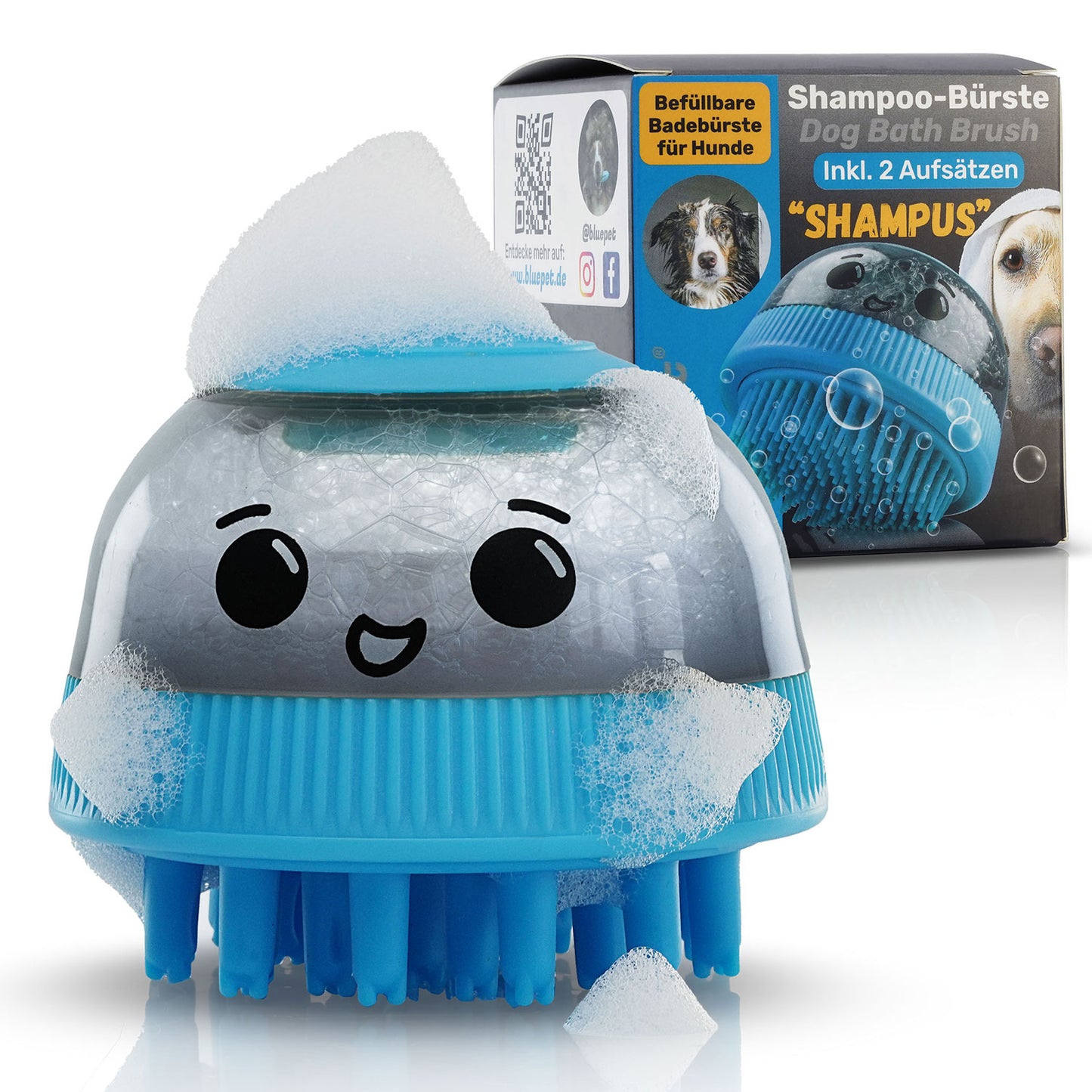 Befüllbare Badebürste für Hunde - BluePet Shampus