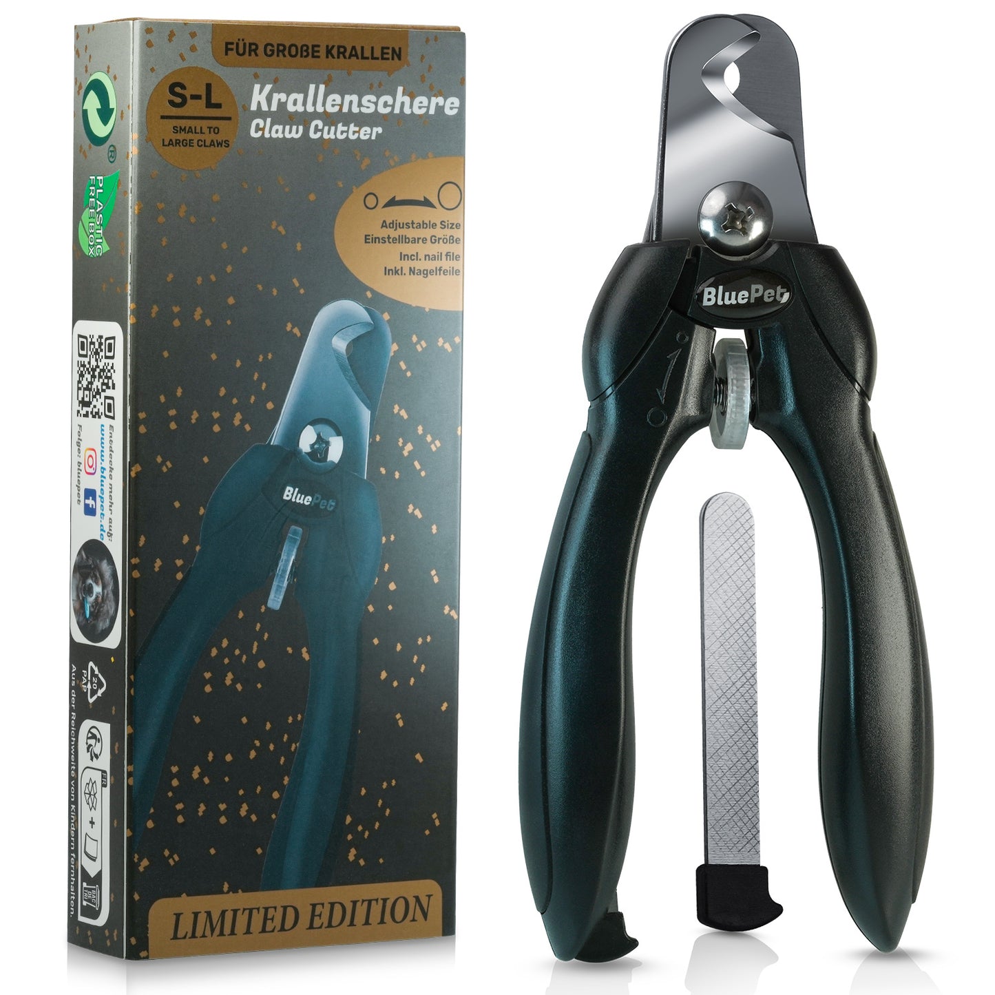 Verstellbare Krallenschere Krallenschön für Hunde und Katzen Limited Edition in schwarz auch für besonders dicke starke Krallen Produktbild