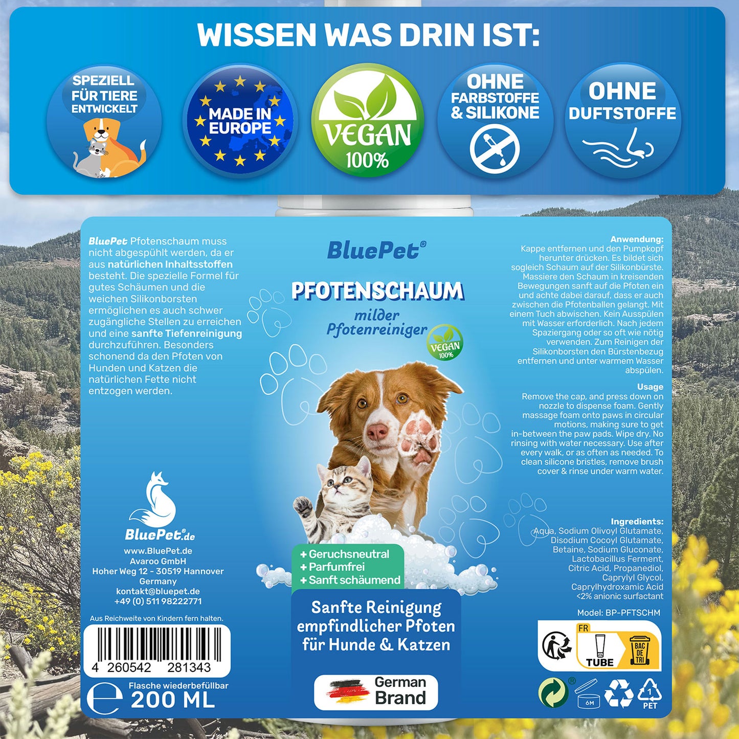 BluePet Pfotenschaum Inhaltsstoffe