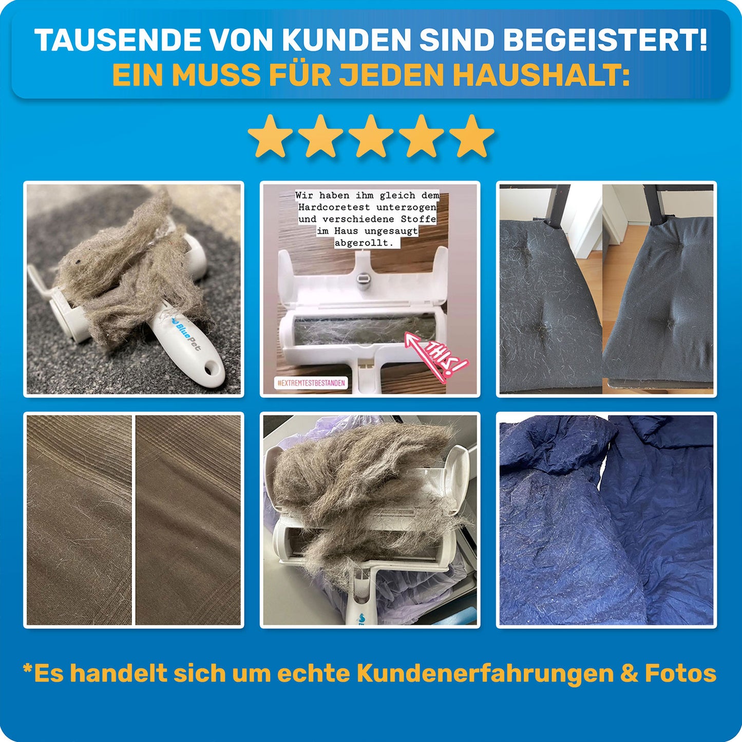 Tierhaarroller von BluePet und begeisterte Kundenstimmen