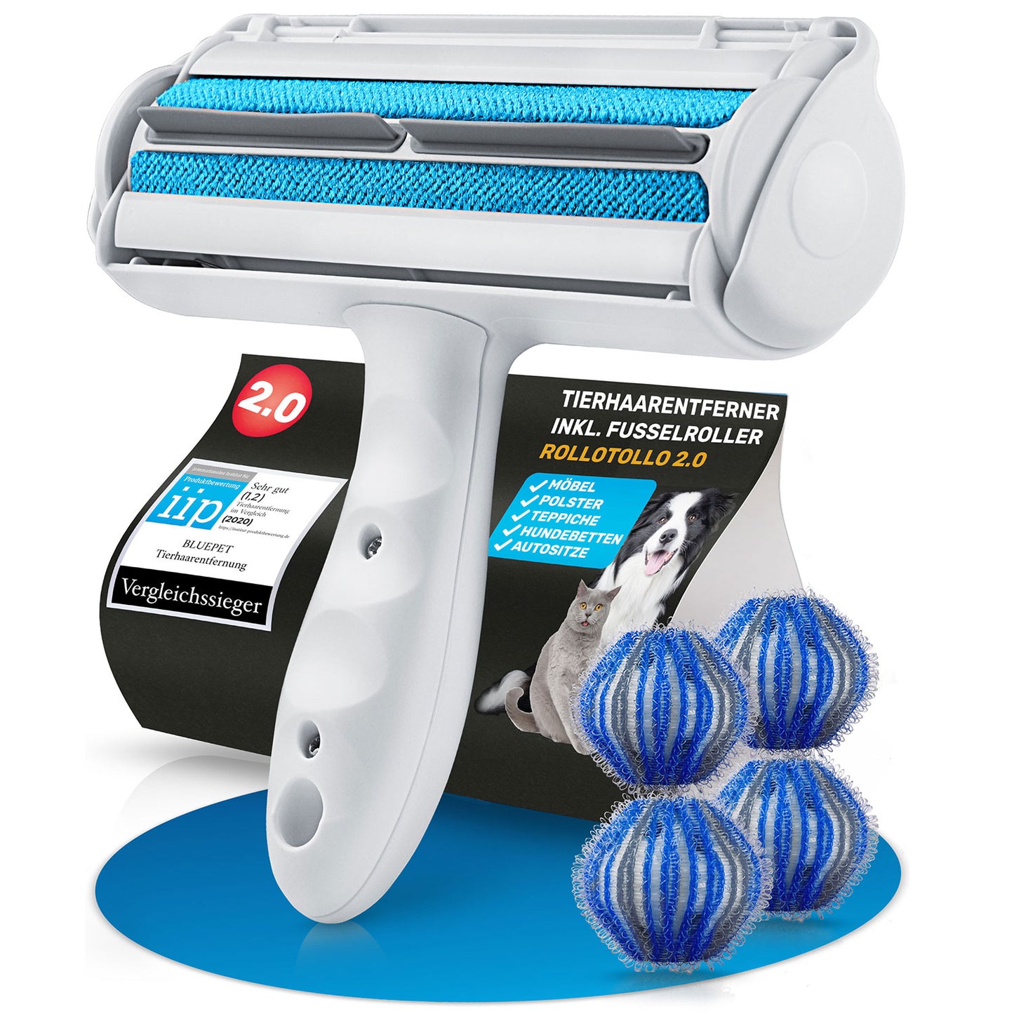Produktfoto vom BluePet RolloTollo Tierhaarentferner als Variante mit Wäschebällen