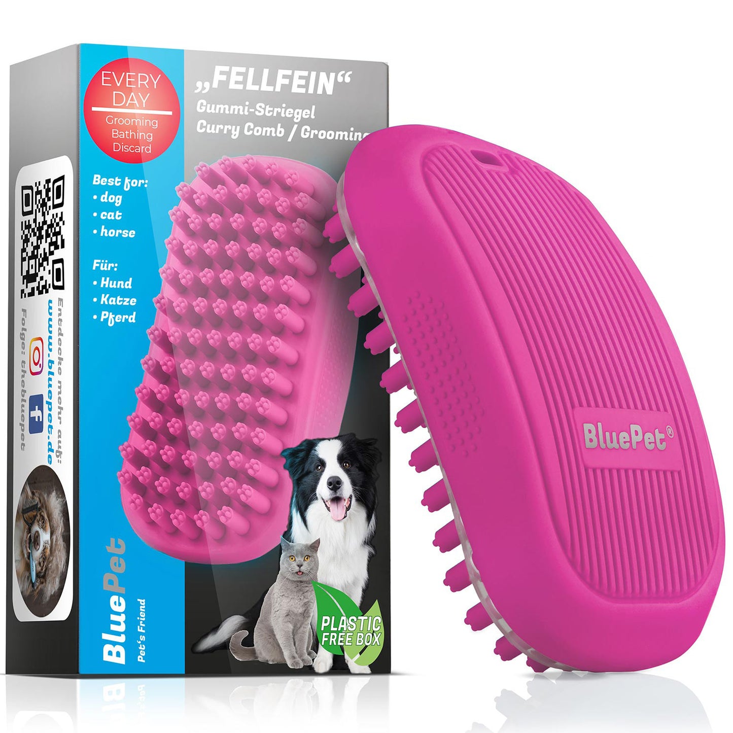Fellfein Gummistriegel Badestriegel für kurzhaarige Hunde Produktfoto rosa