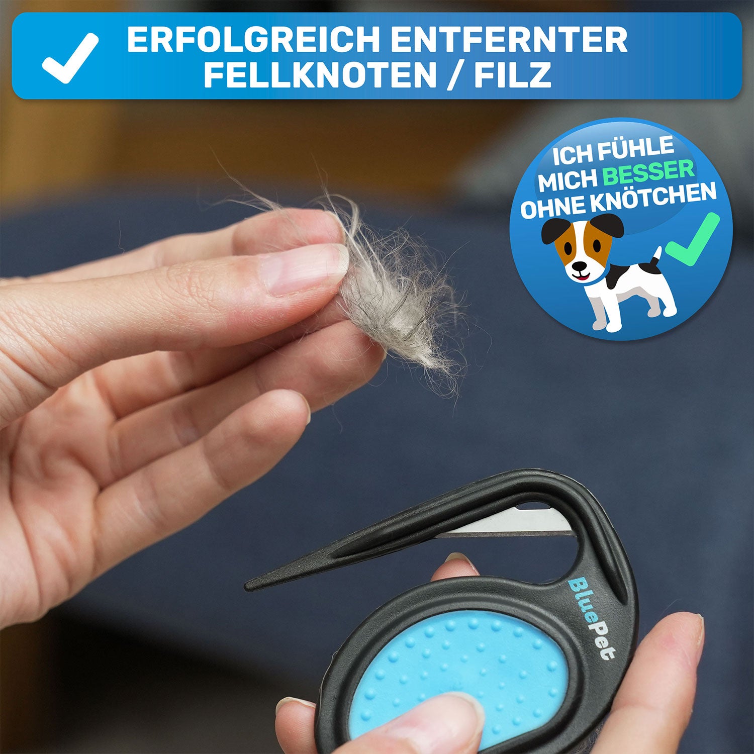 Ein Filzknoten, Fellknoten, Filz aus dem Fell eines Hundes.