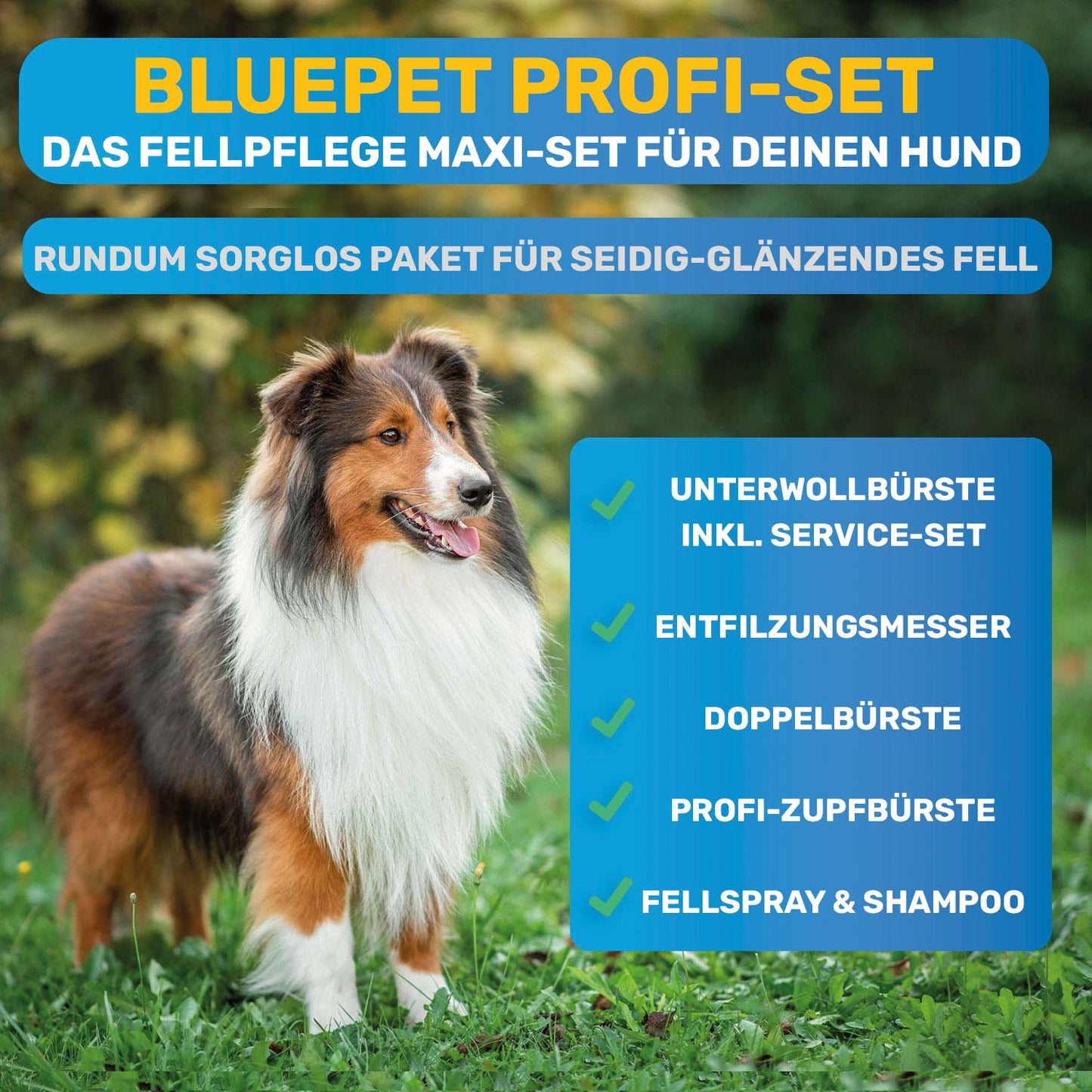 Professionelles Hunde-Fellpflege-Set für Langhaar