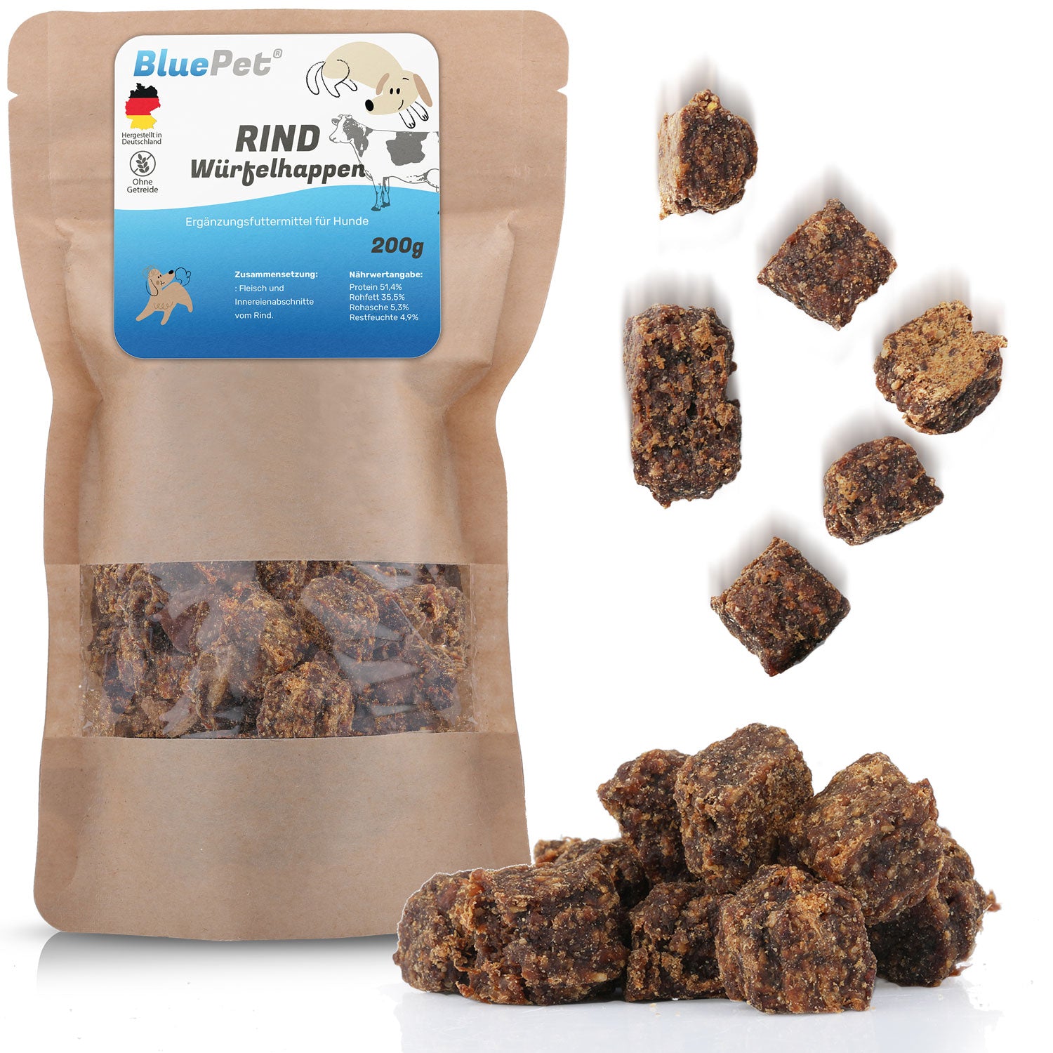 BluePet Rind Würfel Happen für Hunde