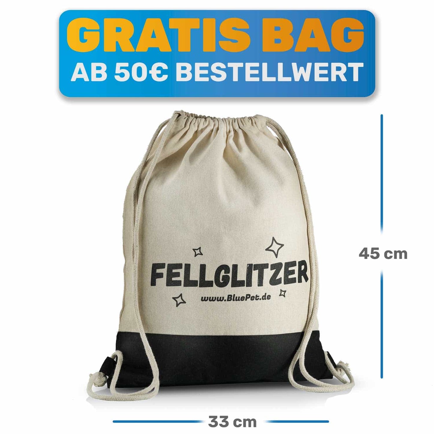 BluePet Fellglitzer Jutebeutel Turnbeutel Bag Tasche für Hudne Hundezubehöhr Trainingstasche Snackbeutel Gratis Maße