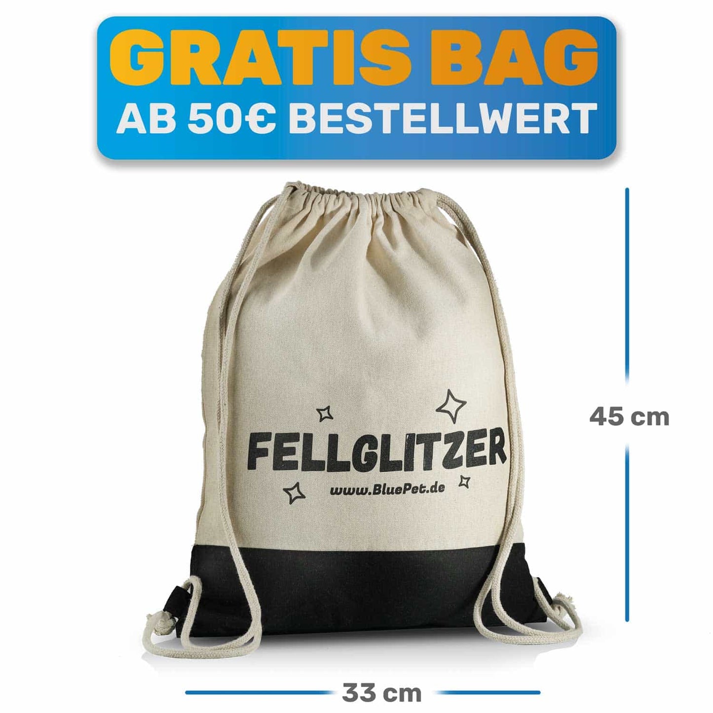 BluePet Fellglitzer  Jutebeutel Turnbeutel Bag Tasche für Hudne Hundezubehöhr Trainingstasche Snackbeutel Gratis Maße