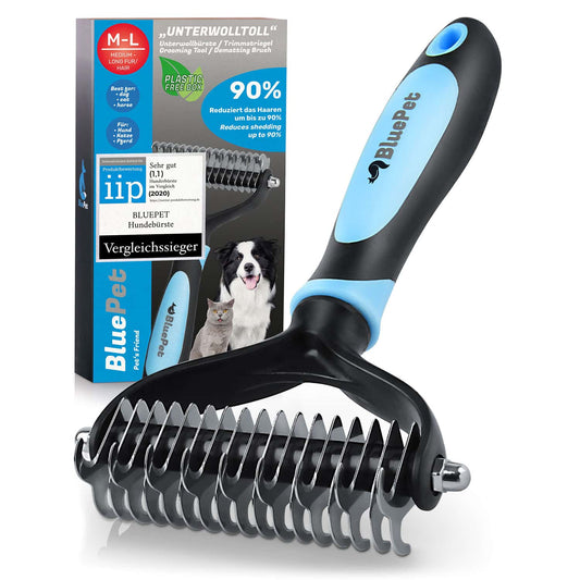 BluePet Unterwollbuerste ML blau zur Entfernung von Unterwolle und Verfilzungen. Hundebürste & Katzenbürste Unterfell entfernen der  Vergleichssieger