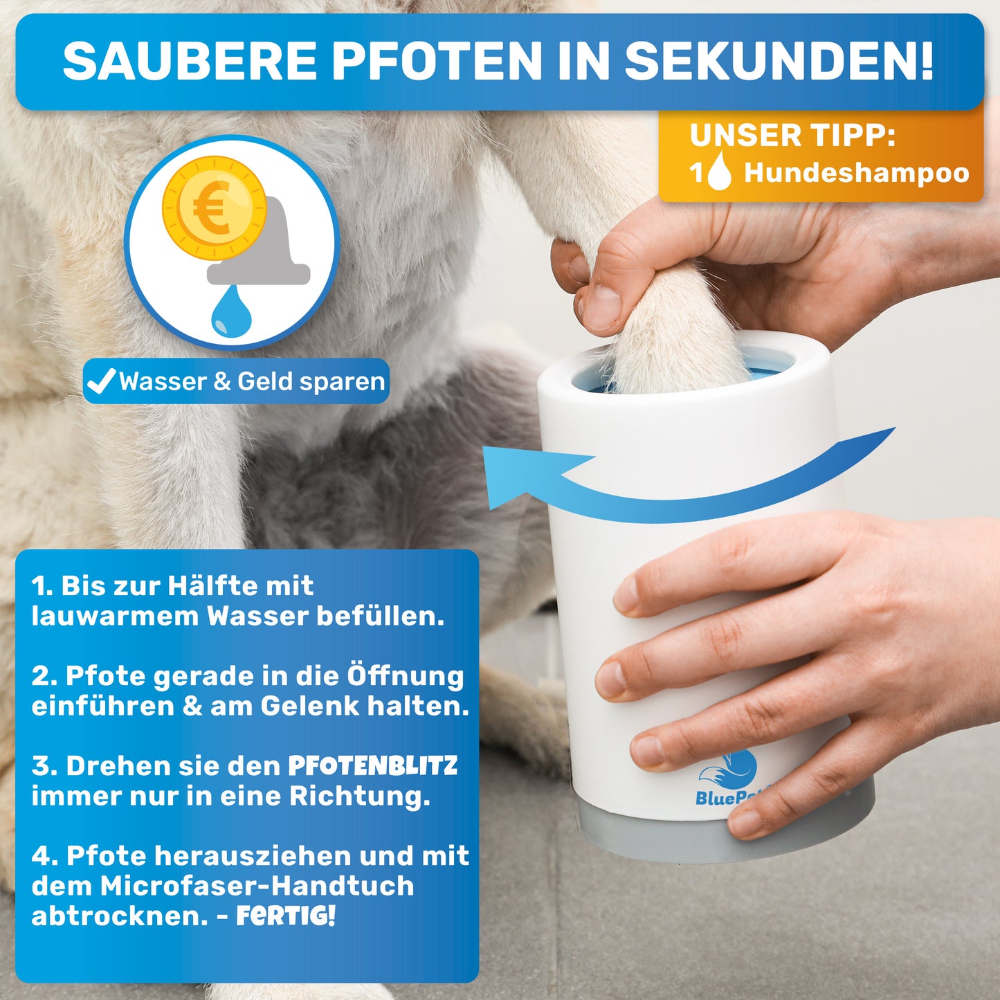 "PfotenBlitz" Pfotenreiniger für Hunde