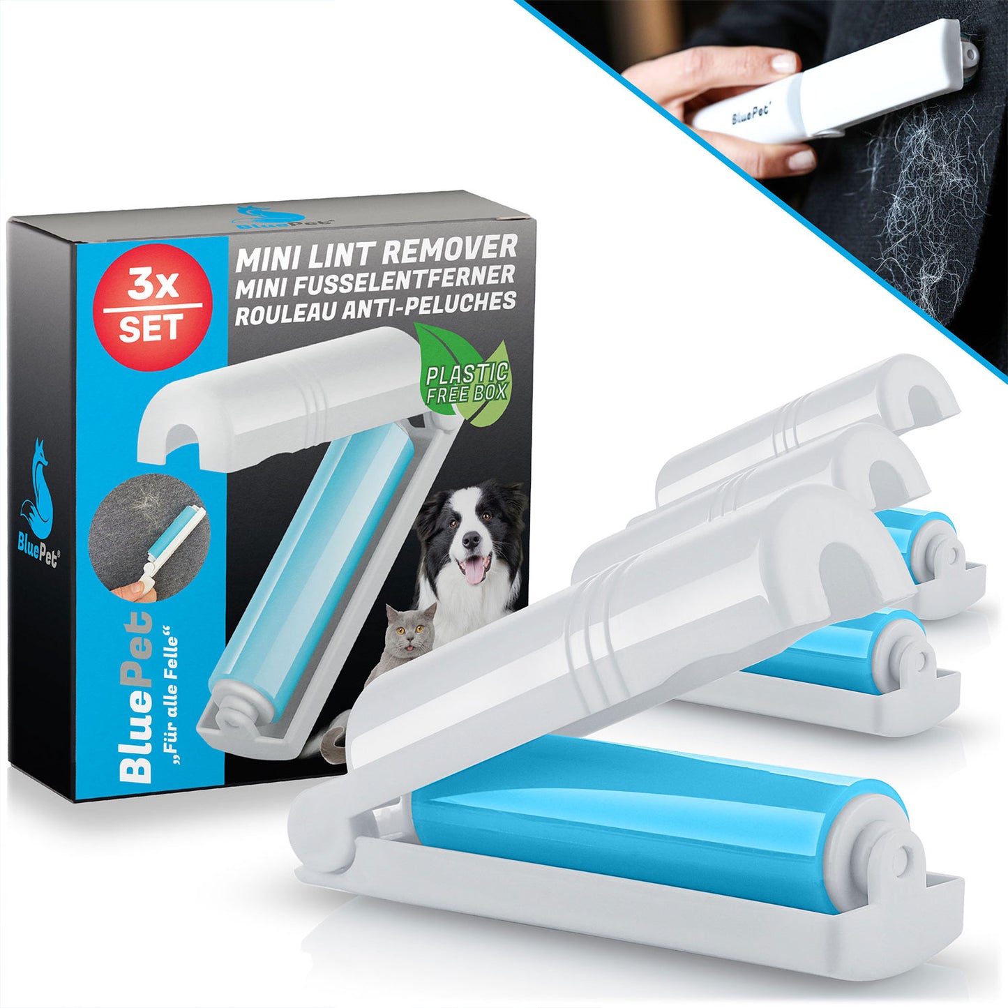 RolloTollo Mini - wiederverwendbare Fusselrolle im 3er-Set