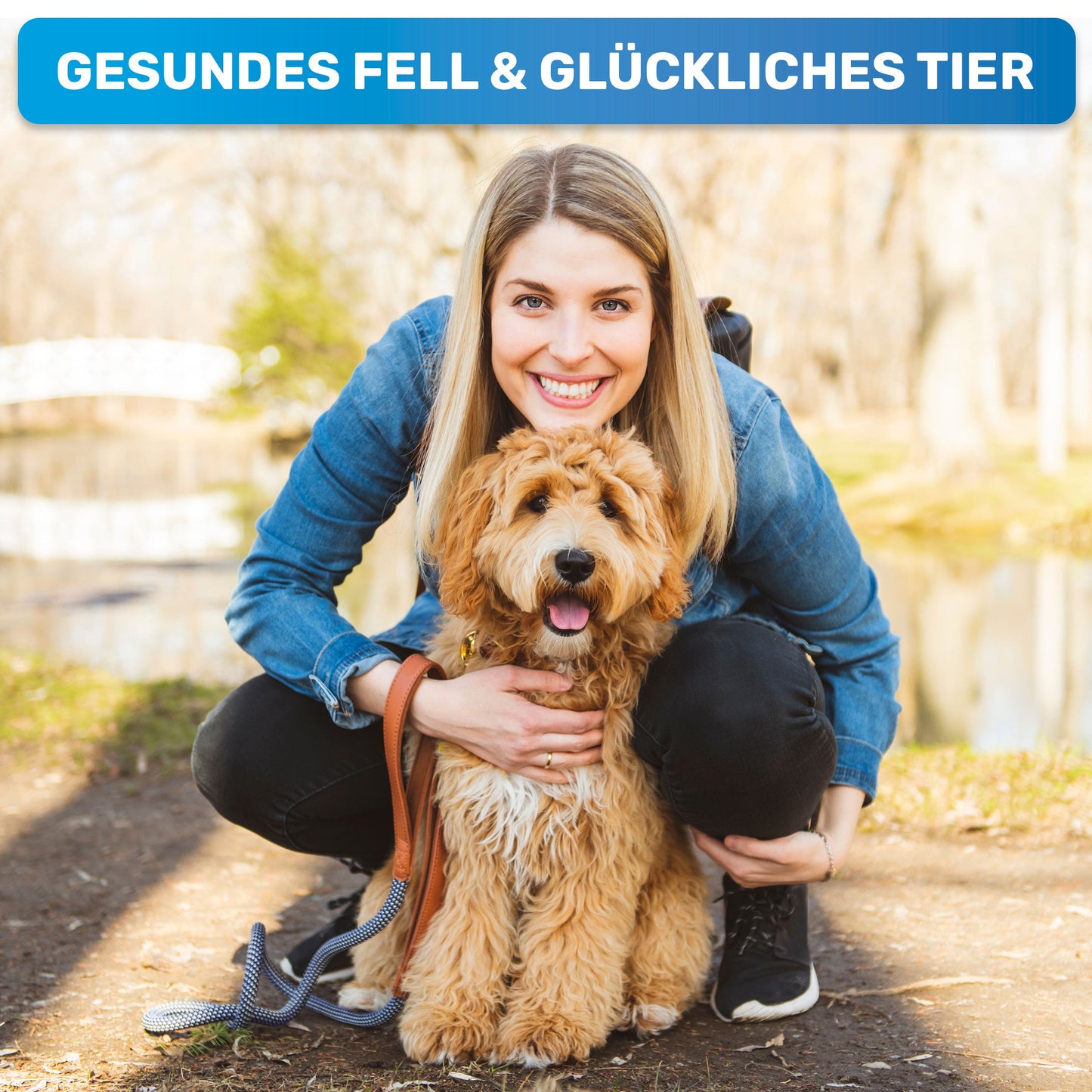 Glücklicher Hund mir Frauchen