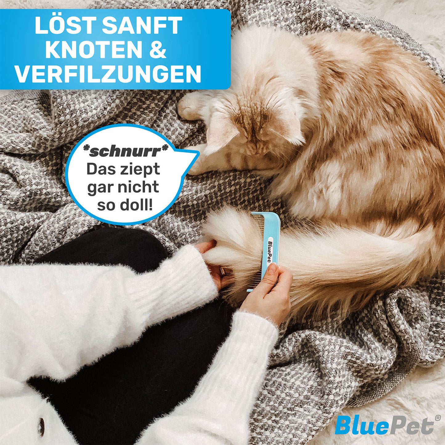 BluePet Entfilzungskamm - sanft gegen Knoten und Filz