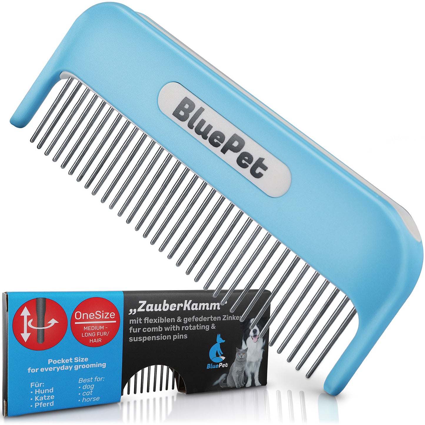 BluePet Zauberkamm - Entfilzungskamm mit rotierenden Zinken