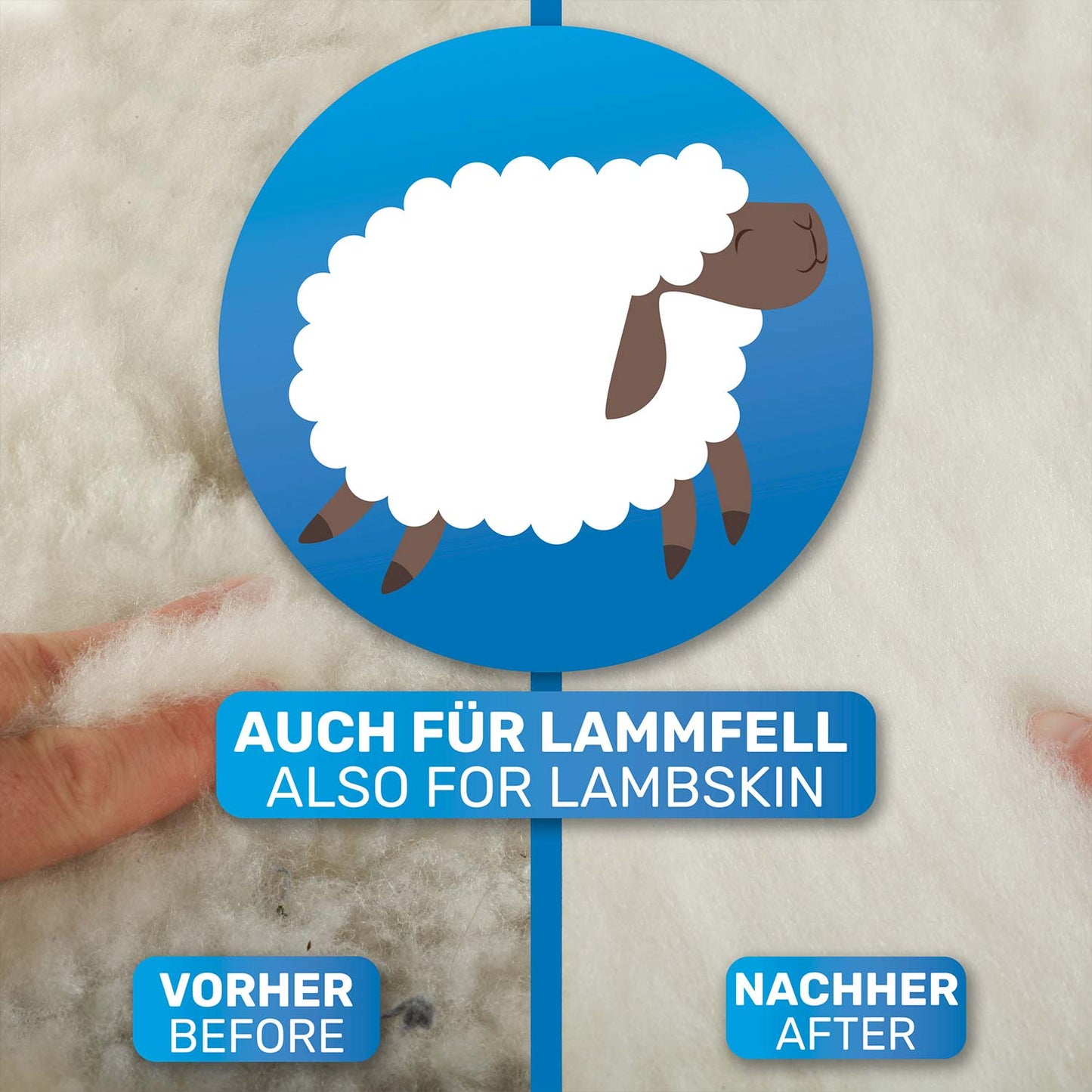 Vorher-Nachher Vergleich mit Lammfell