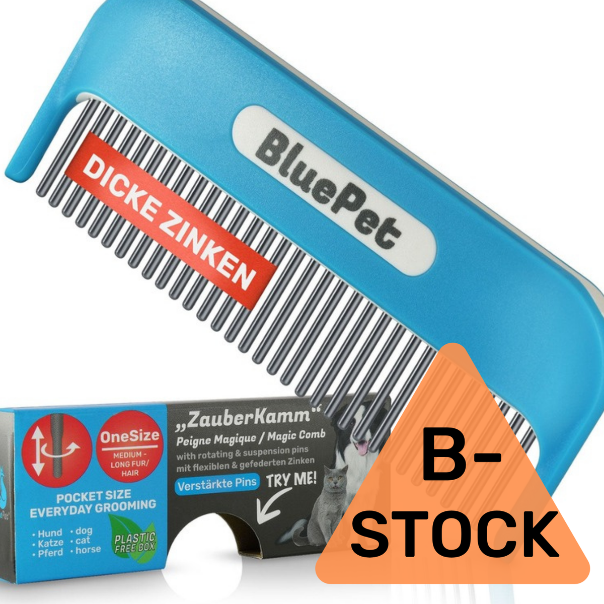 BluePet Zauberkamm Blau verstärkte Zinken B-Stock