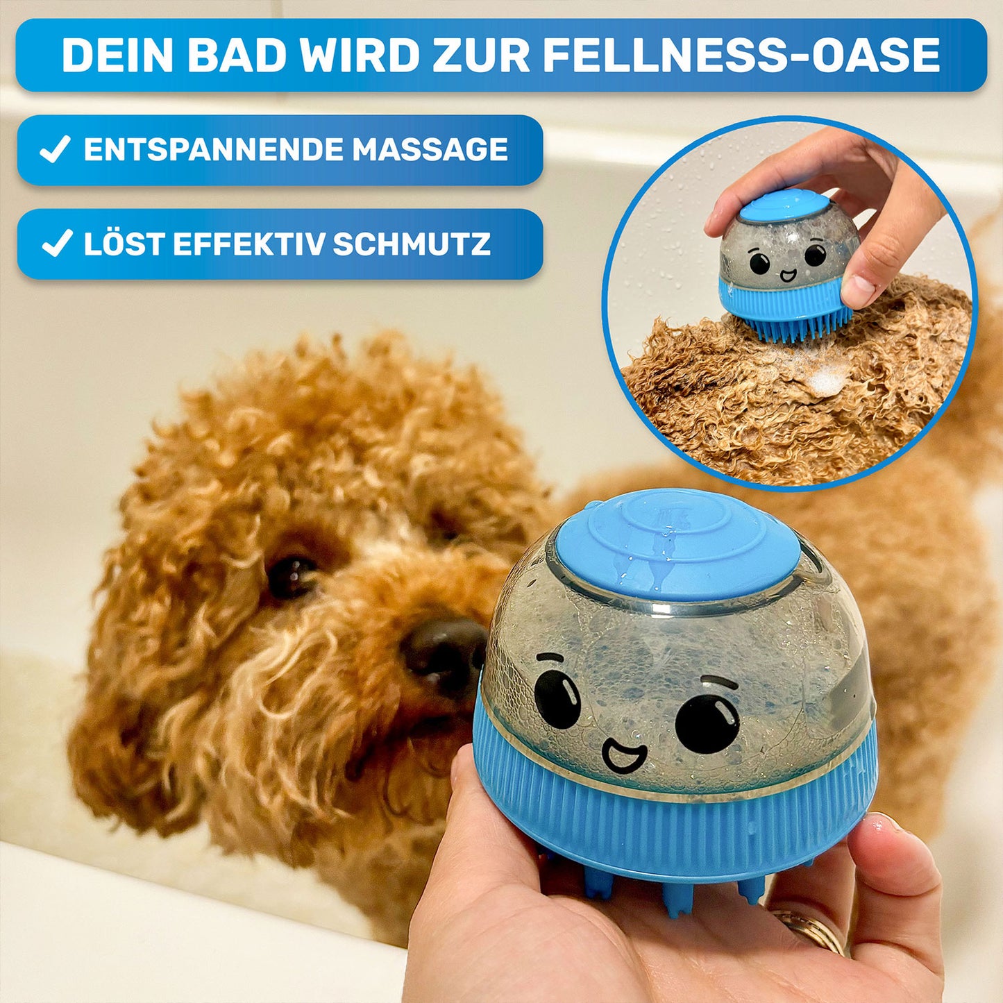 Hundeshampoo + Befüllbare Badebürste Set