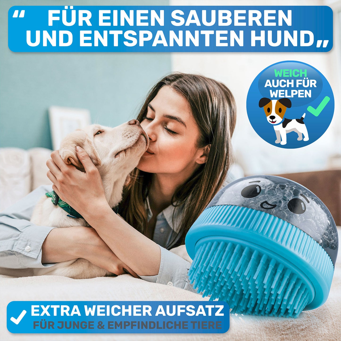 Hundeshampoo + Befüllbare Badebürste Set