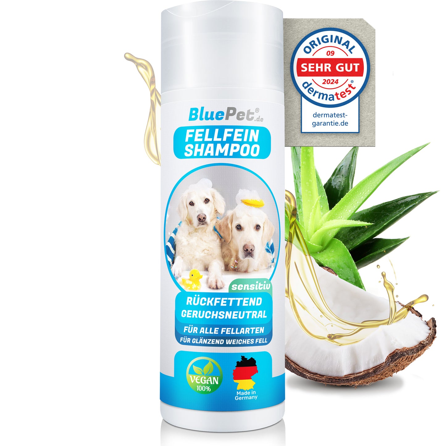 Hundeshampoo Sensitiv - Natürliches Shampoo für Hunde - Fellshampoo mild und pflegend