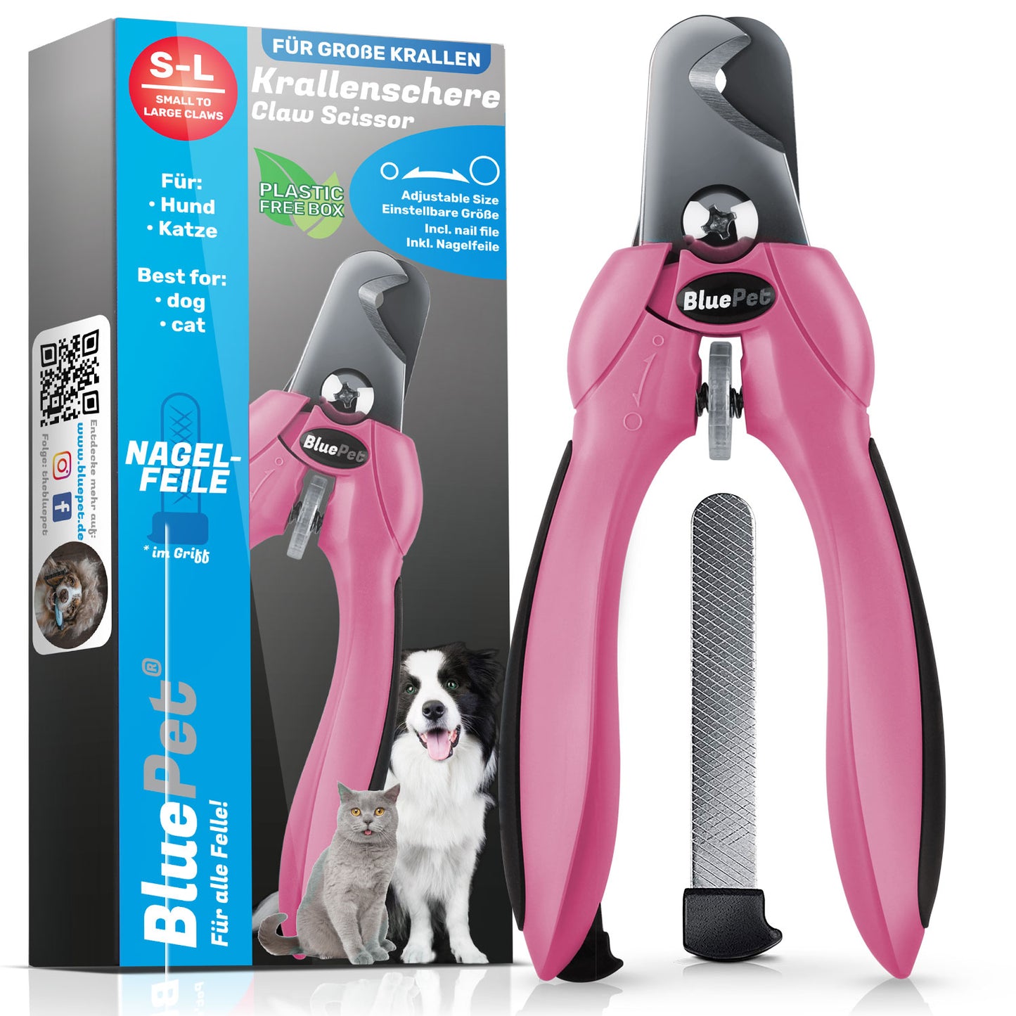 Verstellbare Krallenschere für kleine & große Hunde Rosa