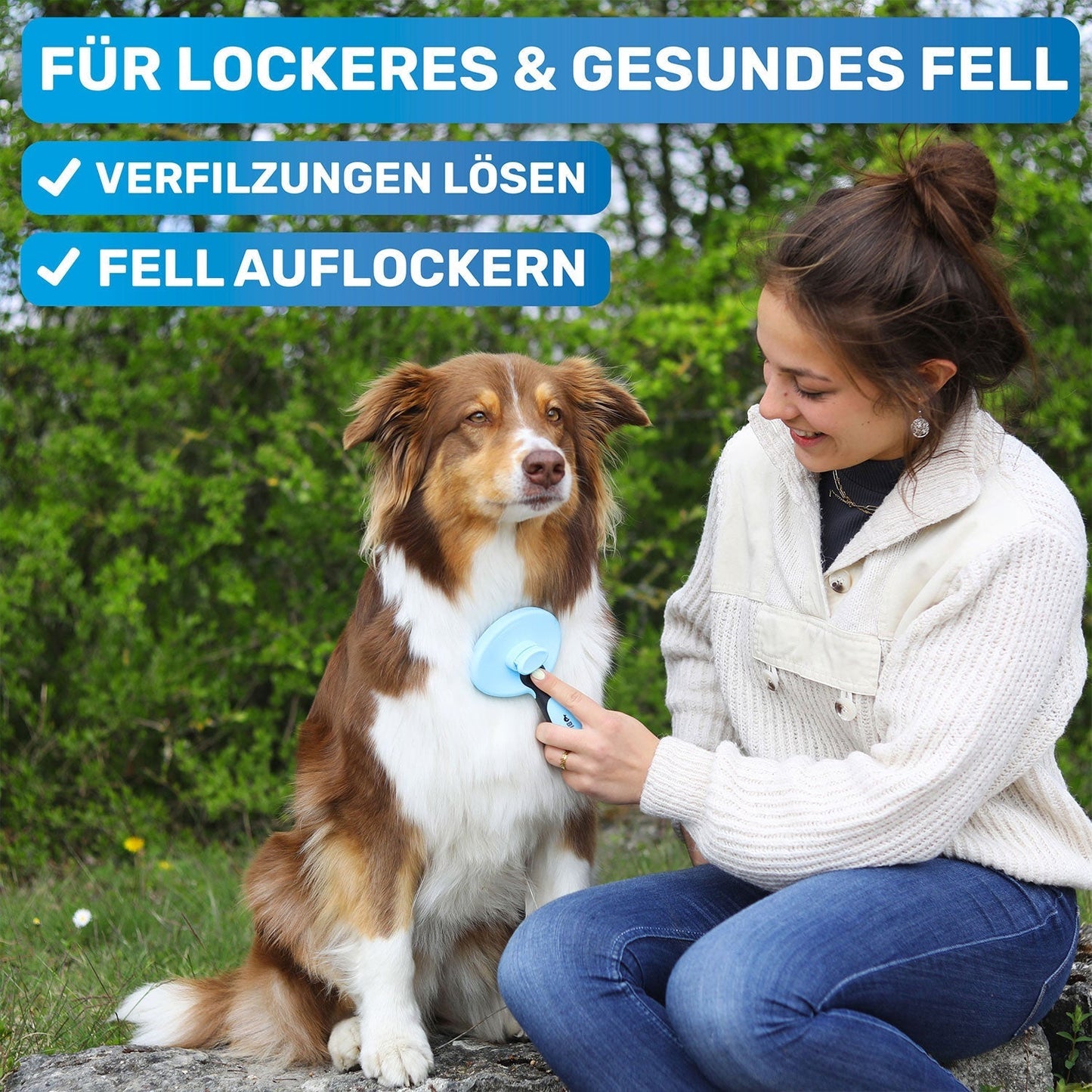 BluePet Zupfzeug selbstreinigende Zupfbürste für Hunde und Katzen - Vorteile