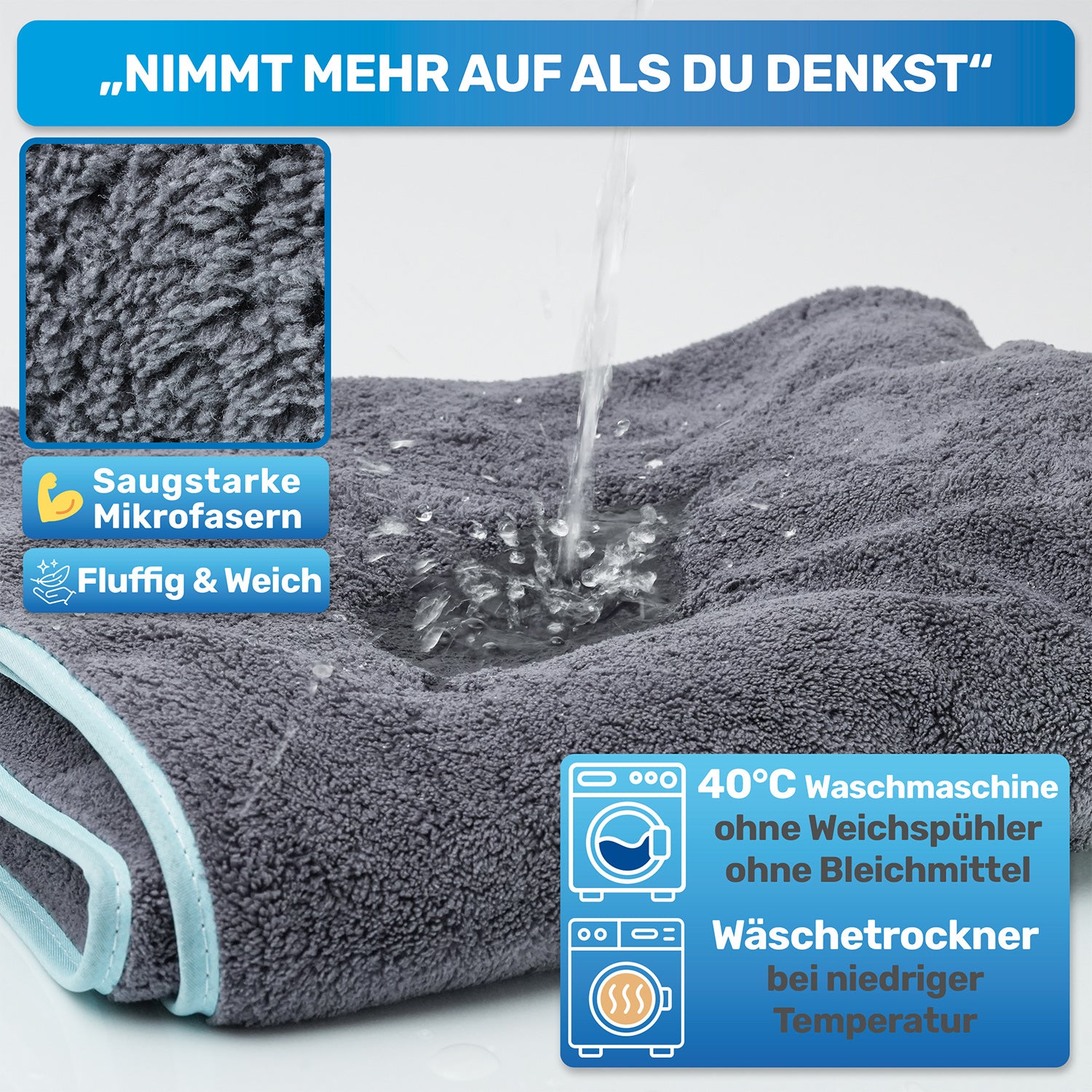 BluePet Hundehandtuch Mikrofaser Handtuch für Hunde extra saugstark