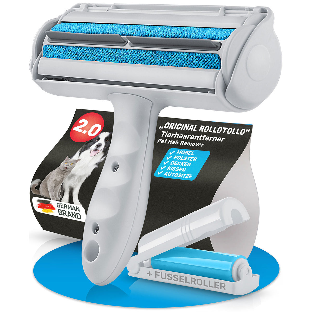 BluePet Tierhaarentferner "RolloTollo" Produktfoto. Zum Entfernen von Hundehaaren & Katzenhaaren mit Fusselroller